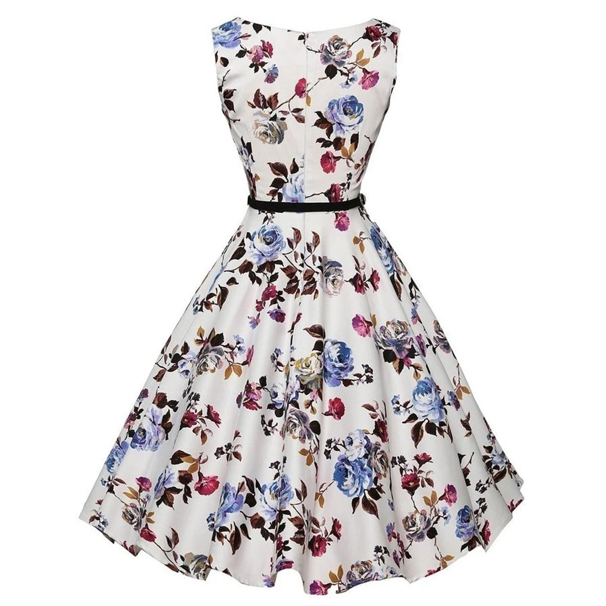 Retro Floral A-Line Swing Dress