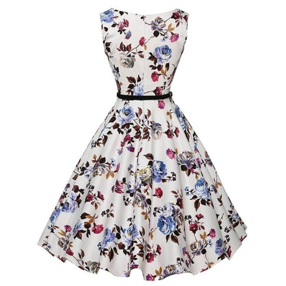 Retro Floral A-Line Swing Dress