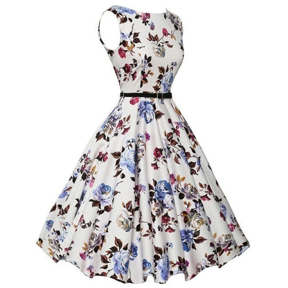 Retro Floral A-Line Swing Dress