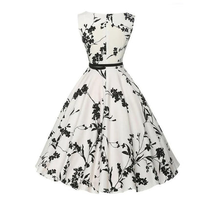 Retro Floral A-Line Swing Dress