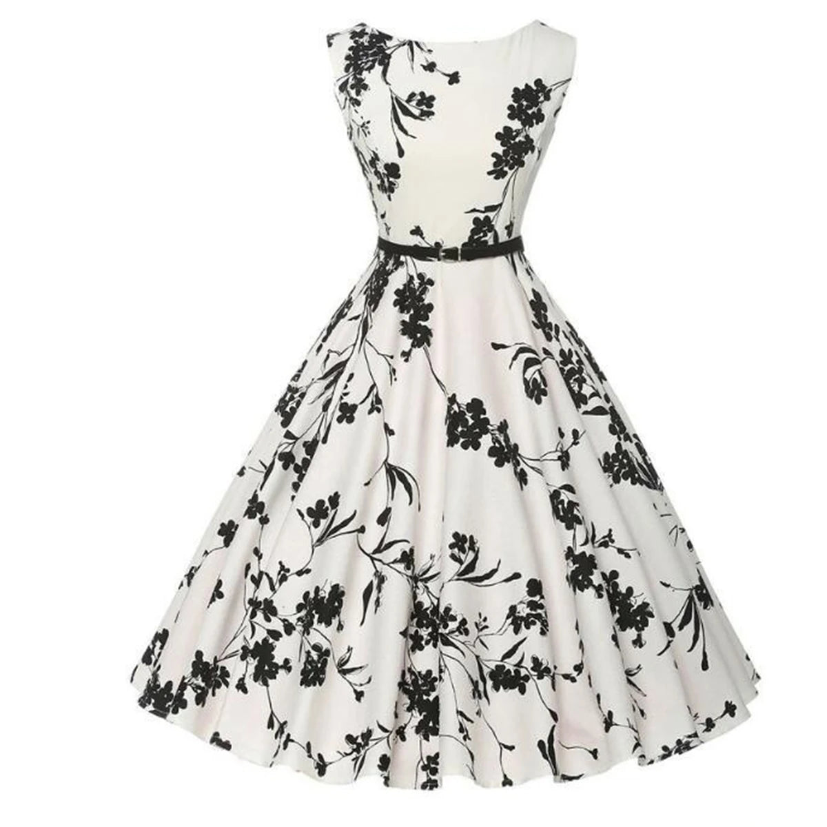 Retro Floral A-Line Swing Dress