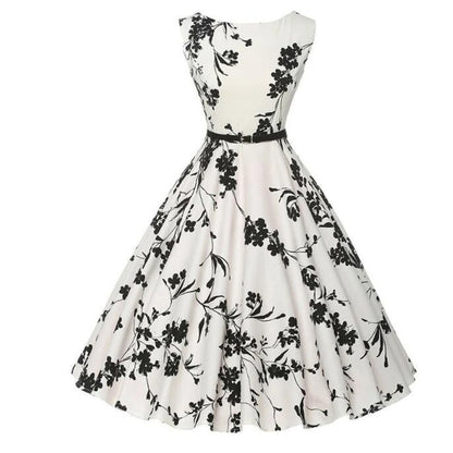 Retro Floral A-Line Swing Dress
